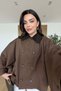 Brown Velvet Collar Lined Cape Trench Coat - 20288 - 5