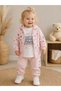Baby Girl Star Patterned Hooded Zippered Jacket 3-Piece Seasonal Cotton Set - 7