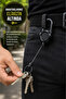 Retractable Automatic Carabiner Keychain with Reel 68 cm Steel Wire Belt Hanger Black - 4