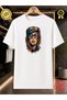 Unisex Women's Pop Art Graphic Printed Oversize Cotton White T-Shirt with Glasses