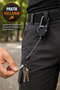 Retractable Automatic Carabiner Keychain with Reel 68 cm Steel Wire Belt Hanger Black - 2