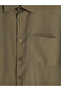 Özmarka New Season Khaki Regular Fit Gabardine Men's Shirt - 7