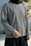 Crew Neck Striped Viscose Sweatshirt - Black - 4