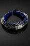 Bym Women's Navy Blue Velvet Silver Bead Stone Embroidered Handmade Hair Crown Evening Dress - 5