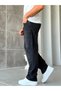 Black Baggy Jeans with Piece Stitching Detail-W