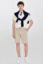 Men's Beige Cotton Slim Fit Tight-Fitting Stretch Shorts with Side Pockets