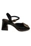 N2632 Women's Genuine Leather Patent Leather Heeled Classic Shoes with Blunt Toe - 6
