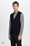 Men's Navy Blue Cotton Standard Fit Regular Cut V-Neck Knitwear Vest with Pocket - 3