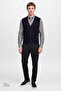 Men's Navy Blue Cotton Standard Fit Regular Cut V-Neck Knitwear Vest with Pocket - 2