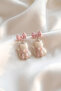 Cute Pink Bowknot Glittery Cat Figured Dangle Earrings Coquette Style Earrings Bijouterie Earrings