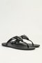 Women's Black Jelly Flip Flops with Black Heart Detail - 3