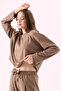 Crep Women's Soft Textured Viscose Diver Comfortable Cut Sweatshirt and Sweatpants Two-Piece Set Mink - 2