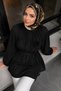 Floral Detailed Balloon Sleeve Tunic Tsd260264 Black - 2
