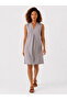 Women's Light Gray V-Neck Sleeveless Casual Fit Dress with Pockets - 4