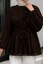 Floral Detailed Balloon Sleeve Tunic Tsd260264 Brown - 4