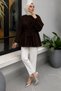 Floral Detailed Balloon Sleeve Tunic Tsd260264 Brown