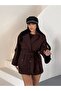 Double-Breasted Collar Midi Length Cashmere Coat with Belt and Button Detail - 2