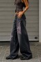 Black Sakura Stonewashed Y2K Unisex Baggy Pants - 4