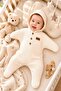Star Shaped Baby Romper 0-6 Months Unisex Hooded Waffle Textured Cotton Fabric - 6