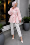 Floral Detailed Balloon Sleeve Tunic Tsd260264 Pink - 4