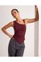 Women's One-Shoulder Asymmetrical Cut Blouse with Metal Accessories - 7
