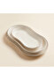 Modern Platinum Silver Gilded Cream Porcelain 3-Piece Kayık Serving Plate Set - 7
