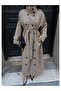High Collar Belted Long Trench - 7