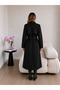 Lined Buttoned Belted Long Trench Coat - 2