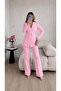 Eyelet Belted Jacket and Trousers Double Blazer Suit - 3