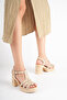 Women's Genuine Leather Stylish Summer Sandals with Platform Soles - Beige - 2