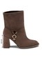 Women's Thick Heeled Buckle Detailed Casual Golf Brown Suede Boots - 2