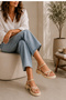 Women's Gold Color Ring Detailed Casual Sporty Stylish Sandals, Cream Casual Sandals - 3
