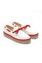Zrc311 Premium Daily Lace-Up Linen Men's Espadrille White Red - 2