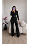 Eyelet Belted Jacket and Trousers Double Blazer Suit