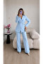 Eyelet Belted Jacket and Trousers Double Blazer Suit
