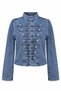 Button Detailed Stand Collar Denim Jacket