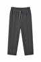 Boy's Striped Steel Knitted Pocketless Trousers Gray