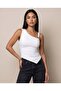 Women's One-Shoulder Asymmetrical Cut Blouse with Metal Accessories