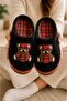 Unisex, Plaid Patterned, Bear Figured, Soft, Plush Winter House Slippers