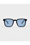 Mocha Blue Glass Black Framed Cornered Unisex Sunglasses Hit Model Cornered Unisex - 2