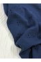 Navy Blue Embroidered Scalloped Muslin Fabric - 3