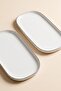 Modern Platinum Silver Gilded Cream Porcelain 2-Piece Kayık Serving Plate Set 30 cm - 3