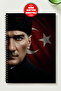 Ataturk Themed A5 Metal Spiral Bound Lined Cardboard Cover Ataturk Themed A5 Lined Notebook