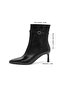 Black Color Belt Detailed Pointed Toe Women's Heeled Boots - 6