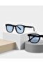 Mocha Blue Glass Black Framed Cornered Unisex Sunglasses Hit Model Cornered Unisex - 4