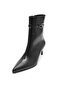 Black Color Belt Detailed Pointed Toe Women's Heeled Boots - 3