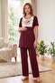 Rosette Floral Patterned Maternity and Postpartum Pajama Set with Lace Detail and Robe - 5