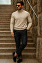 Men's Half-Throat Premium Cream Knitwear Sweater - 4