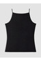 Lcw Curve Black Large Size Women's Tank Top with Rope Straps - 5