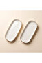 Modern Gold Gilded Cream Porcelain 2-Piece Kayık Serving Plate Set - 6